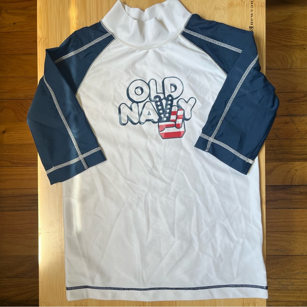 Old Navy Blue & White Rash Guard Youth Size M